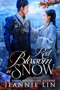 Cover: Red Blossom in Snow. Couple in imperial Chinese clothing in snowy background with red flowers
